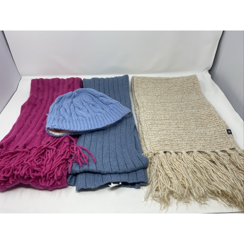 Lot Of Gap 3 Scarves Scarfs 1‎ Hat Winter Warm 2 Wool